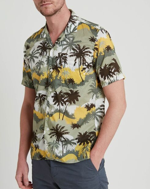 Grün/Braun/Gelbes Palm Slam Slim Shirt