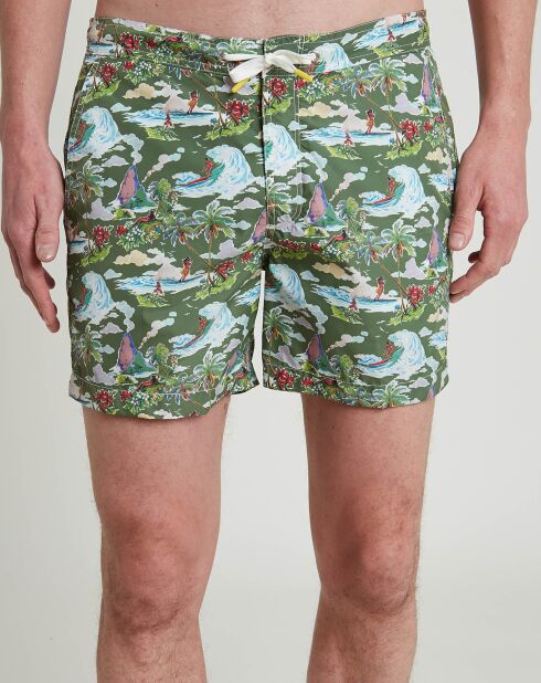 Kuta zwemshort met kaki print