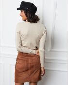 Pull Romane à Col V beige
