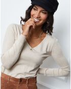 Pull Romane à Col V beige