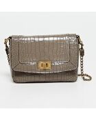 Sac bandoulière en Cuir motif python Gaby taupe - 20x7x14.5 cm