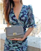 Sac bandoulière en Cuir motif python Gaby taupe - 20x7x14.5 cm