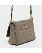 Sac bandoulière en Cuir motif python Gaby taupe - 20x7x14.5 cm