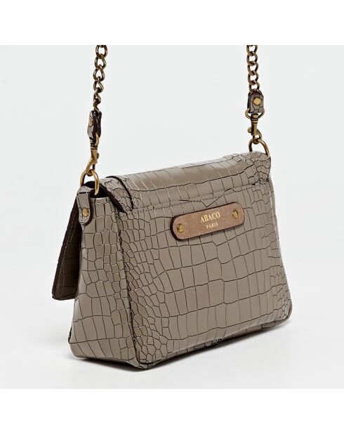 Sac bandoulière en Cuir motif python Gaby taupe - 20x7x14.5 cm