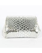 Porte-monnaie en Cuir d'Agneau Friend imprimé python argenté - 13x8 cm