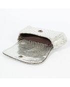 Porte-monnaie en Cuir d'Agneau Friend imprimé python argenté - 13x8 cm