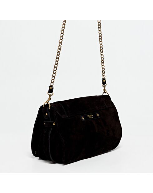 Sac bandoulière en Velours de Cuir Seren Chaîne noir - 23.5x10x17 cm