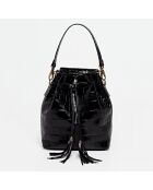 Sac seau en Cuir croco Malia noir - 24x13x28 cm