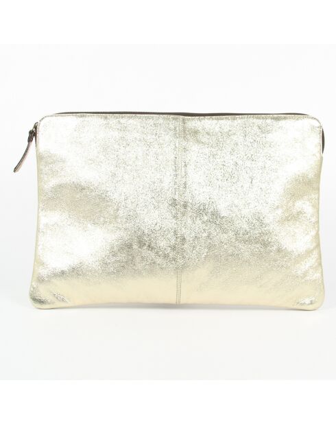 Pochette pour ordinateaur en Cuir Adèle dorée - 40x26.5 cm