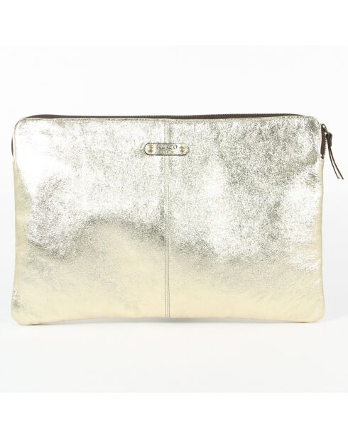 Pochette pour ordinateaur en Cuir Adèle dorée - 40x26.5 cm