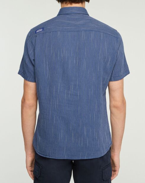 Chemise slim Carayo fines rayures bleu foncé