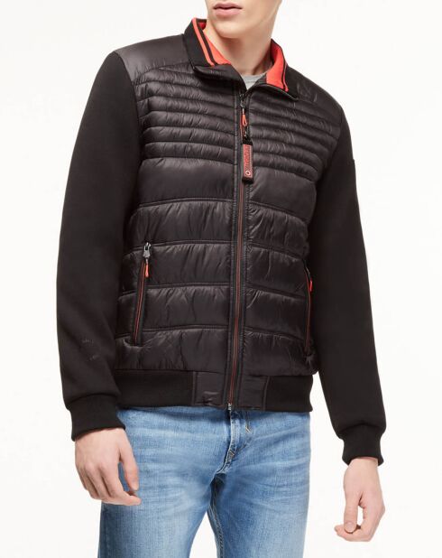 Schwarze gesteppte Jacke aus Bi-Material von Caba