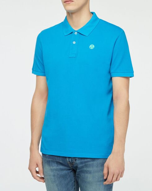 Polo piqué bleu fluo