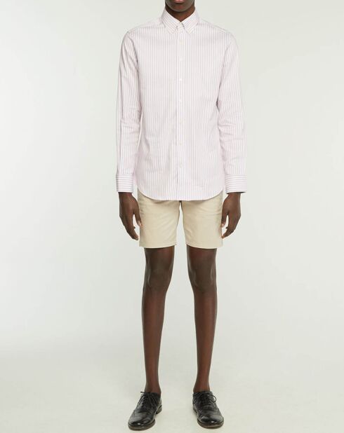 Chemise Slim Fit Biface à rayures rose