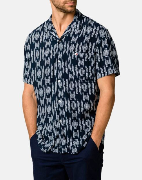 Marineblauw lichtgewicht slim shirt Chevy Hawai
