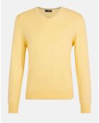 Pull en Coton & Soie col V jaune