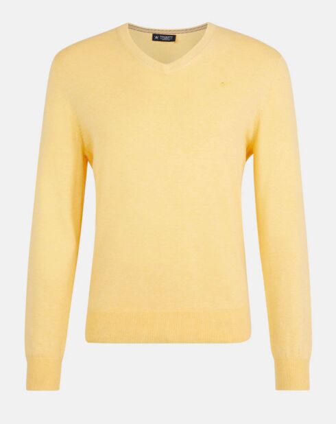 Pull en Coton & Soie col V jaune