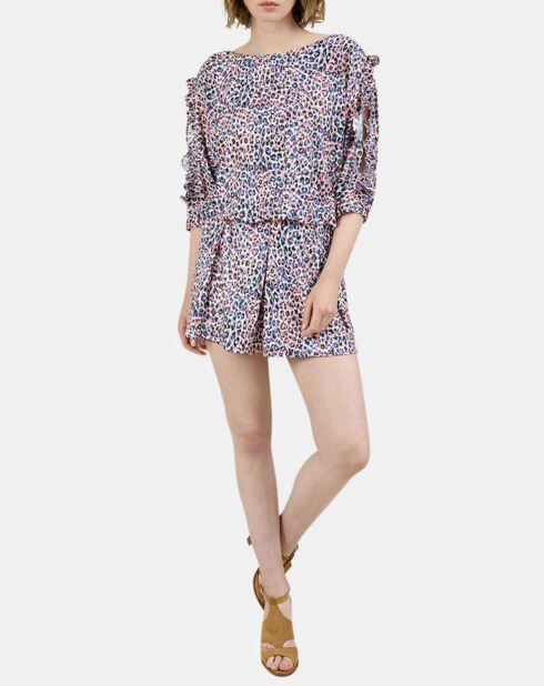 Blouse manches fantaisies imprimée multicolore