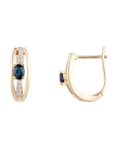 Lovina Ohrringe, 0,072 ct Diamant und 0,5 ct Saphir, Gelbgold