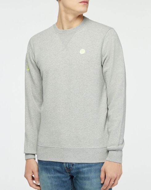 Sweat Logo Poitrine Fluo gris chiné