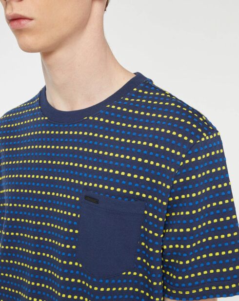 Marineblauw/geel t-shirt met stippen Moda
