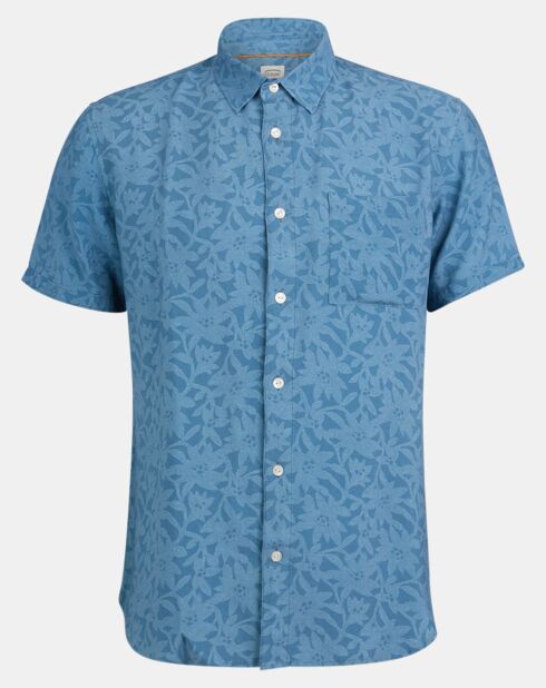 Slim overhemd van Cermid met blauwe bloemenprint