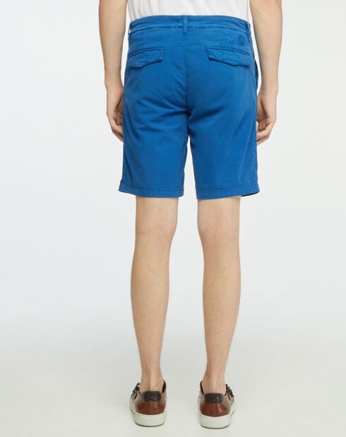 Blauwe slanke chinoshort van Popplin