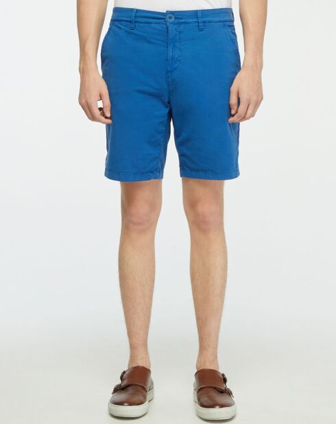 Blauwe slanke chinoshort van Popplin