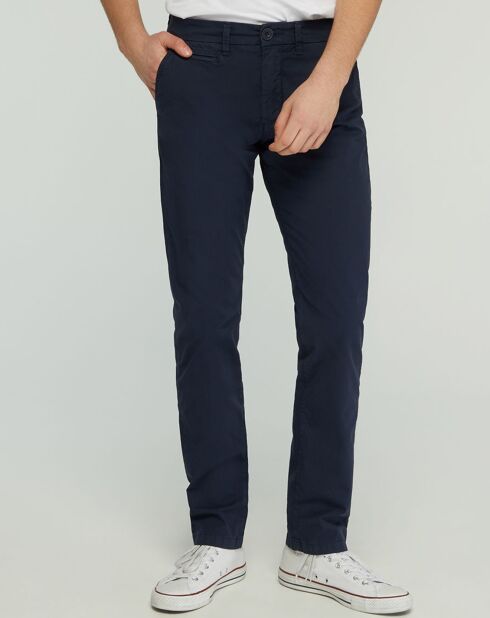 Pantalon chino slim Popplin Stretch bleu marine