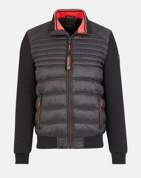 Schwarze gesteppte Jacke aus Bi-Material von Caba