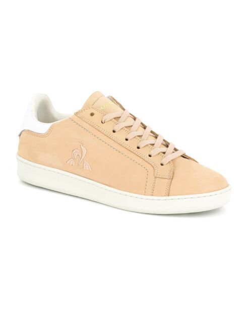 Baskets en Velours de Cuir Avantage beige/blanc