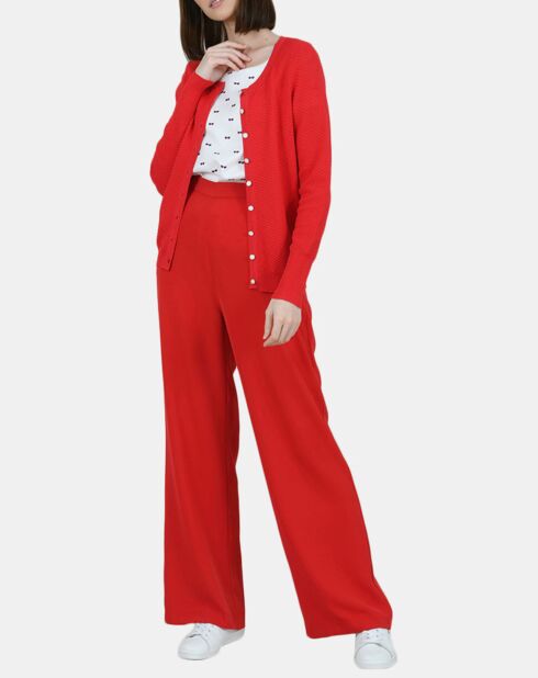 Gilet  uni boutonnée rouge