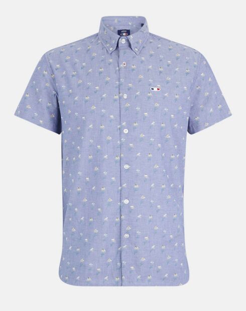 Chemise droite Churchill imprimée vélo bleu grisé