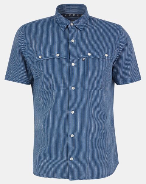 Chemise slim Carayo fines rayures bleu foncé