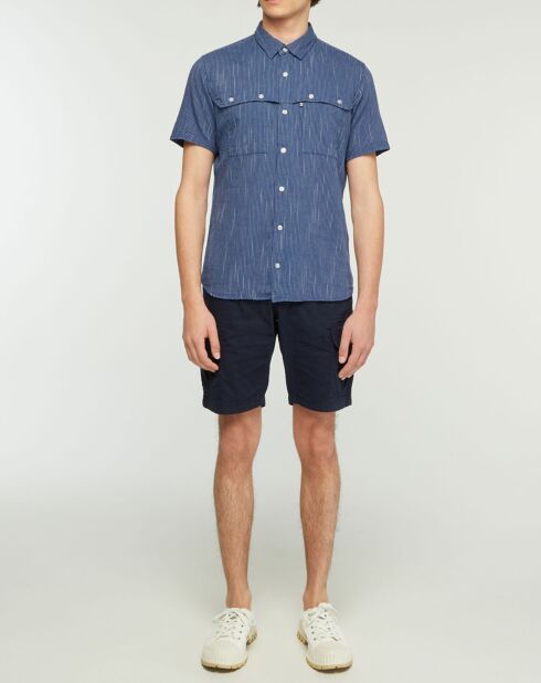 Chemise slim Carayo fines rayures bleu foncé