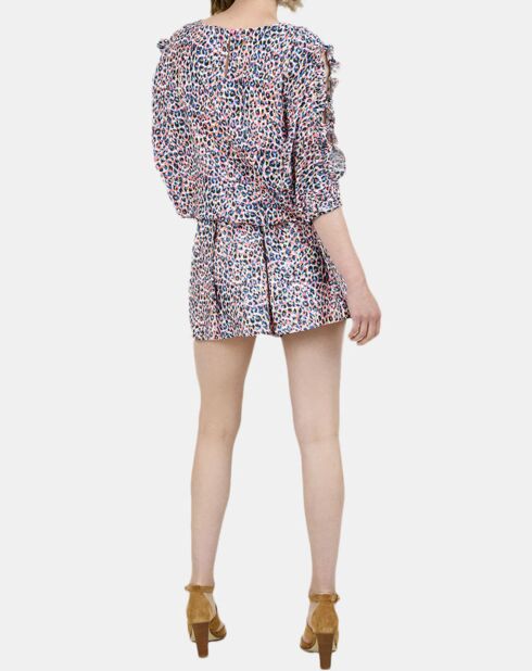 Blouse manches fantaisies imprimée multicolore