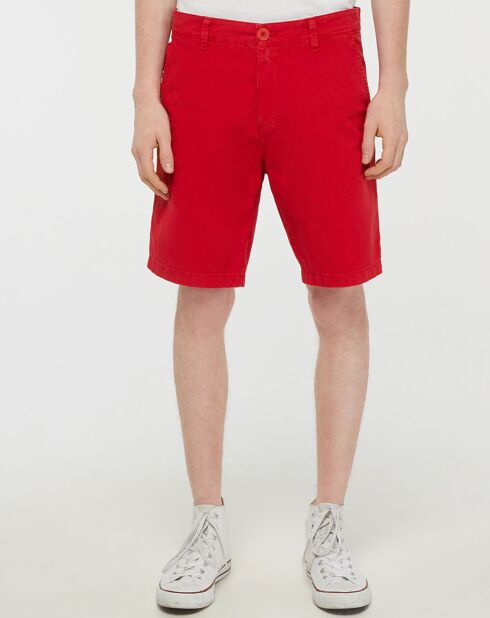 Rode slanke chinoshort van Popplin