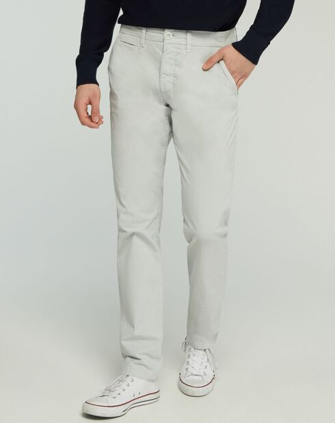 Pantalon chino slim Popplin Stretch gris clair
