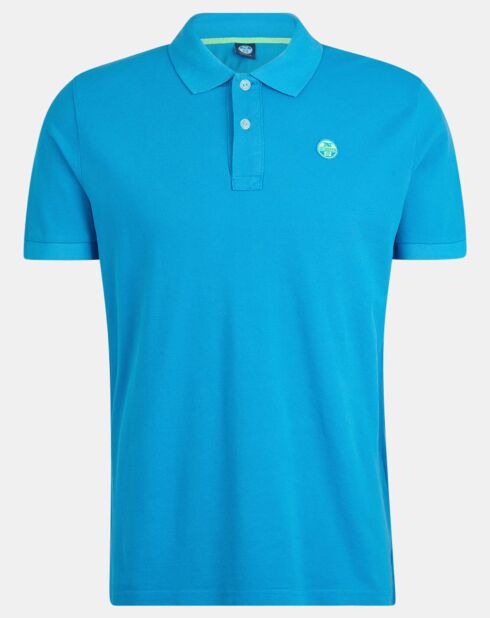Polo piqué bleu fluo