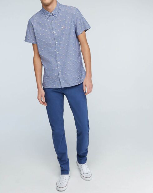 Chemise droite Churchill imprimée vélo bleu grisé