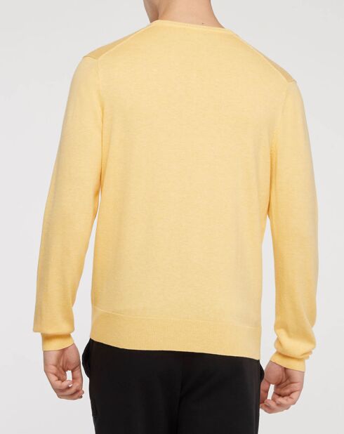 Pull en Coton & Soie col V jaune