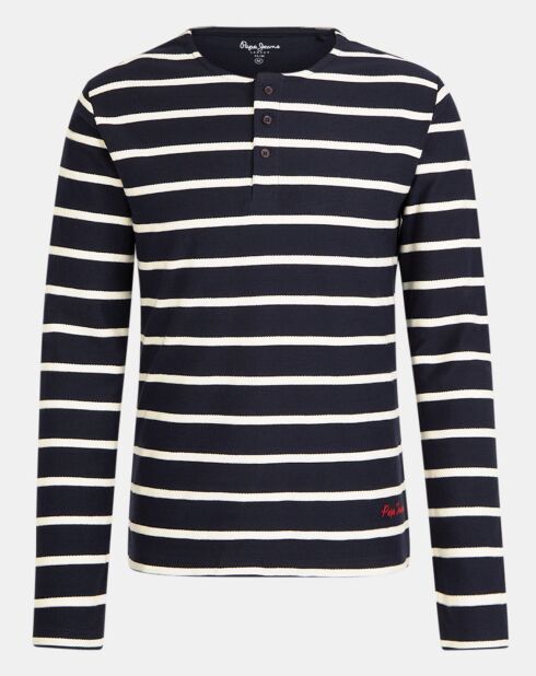 Pull tunisien Darek rayé bleu marine