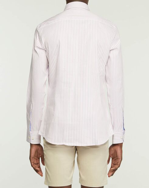 Chemise Slim Fit Biface à rayures rose