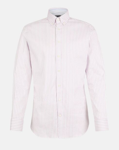 Chemise Slim Fit Biface à rayures rose