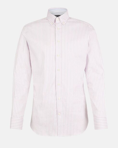 Chemise Slim Fit Biface à rayures rose