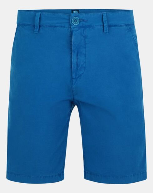 Blauwe slanke chinoshort van Popplin