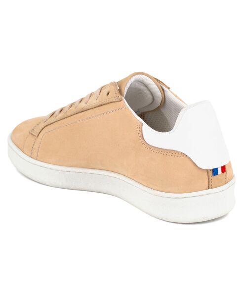 Baskets en Velours de Cuir Avantage beige/blanc