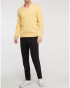 Pull en Coton & Soie col V jaune