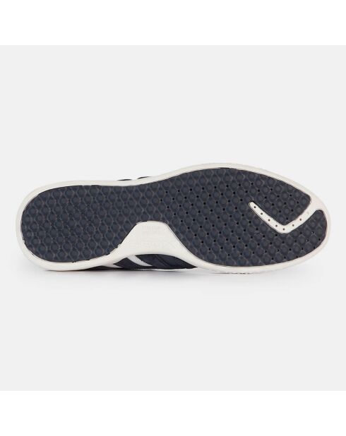 Sneakers en Velours de Cuir & Cuir Snake marine/taupe