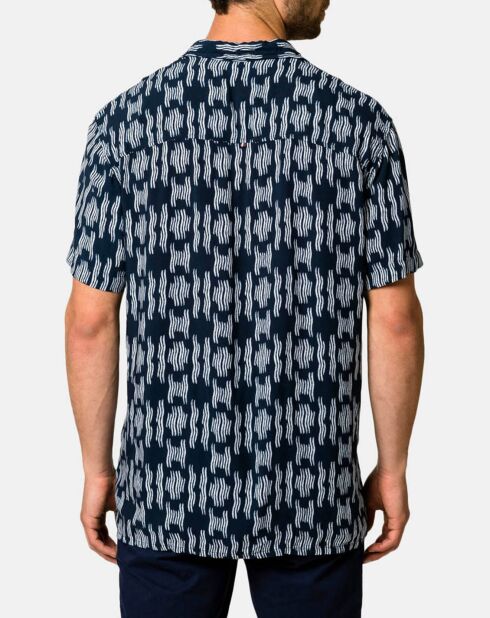 Marineblauw lichtgewicht slim shirt Chevy Hawai